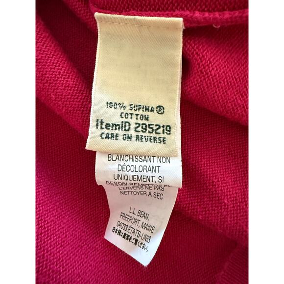 L.L. Bean Supima Cotton Cardigan Sweater, Hot Pink, XL - Picture 4 of 5